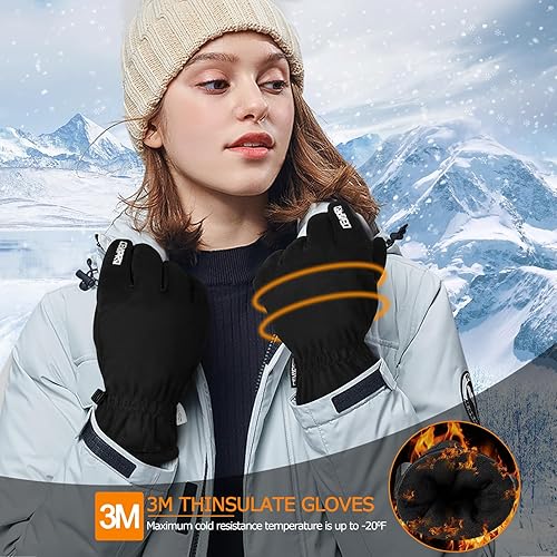 Miniatura 7 de Cevapro Winter Thermal Gloves for Men Women, -20 Anti-Slip Waterproof Deerskin Suede Insulated Touchscreen Gloves.