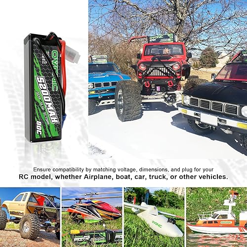 Miniatura 5 de OVONIC Batería Lipo 80C 3S 5200mAh 11.1V con conector EC5 para arrma 110, 18, 17Scale RC coches y camiones Buggy Truggy