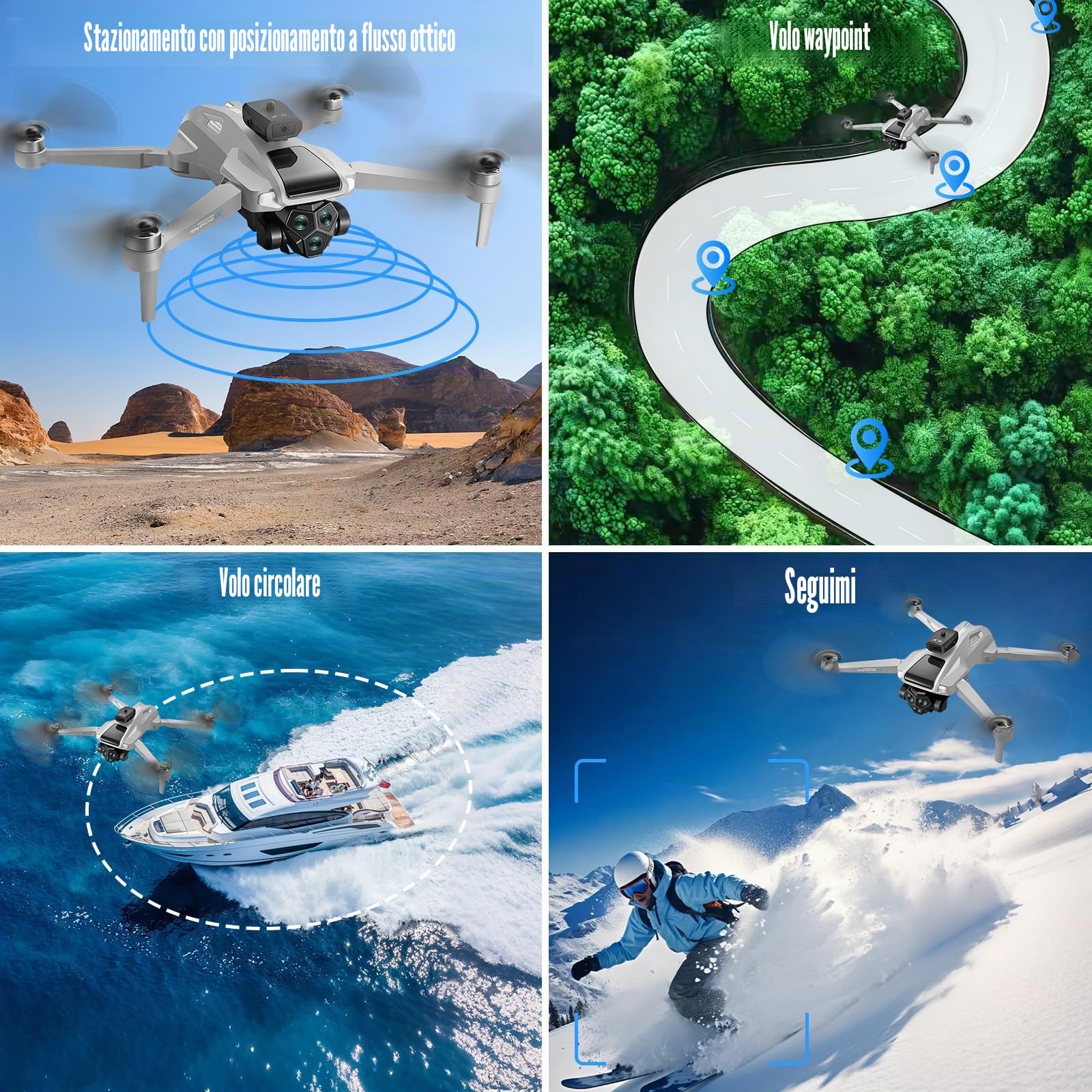 OBEST Drone GPS Con Fotocamera 4K,Schermo Telecomando 4,5 Pollici, 5G FPV Transmissione, 50 Min di Volo,Ritorno Automatico,RC Quadricotter per Principianti e Adulti,Regalo Per Adulti/Principianti