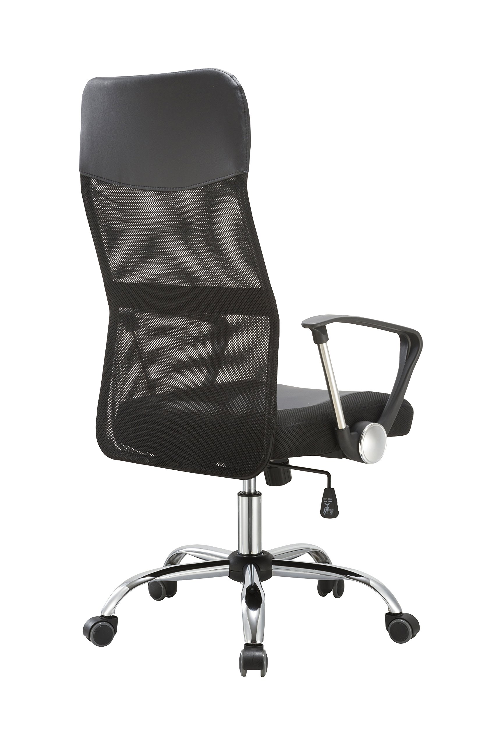 One Living Sedia Ergonomica da Ufficio Nera con Base Cromata ELITE/ELITE + Girevole Altezza Regolabile con Braccioli Fissi - Comfort e Stile per il tuo Spazio di Lavoro (ELITE)