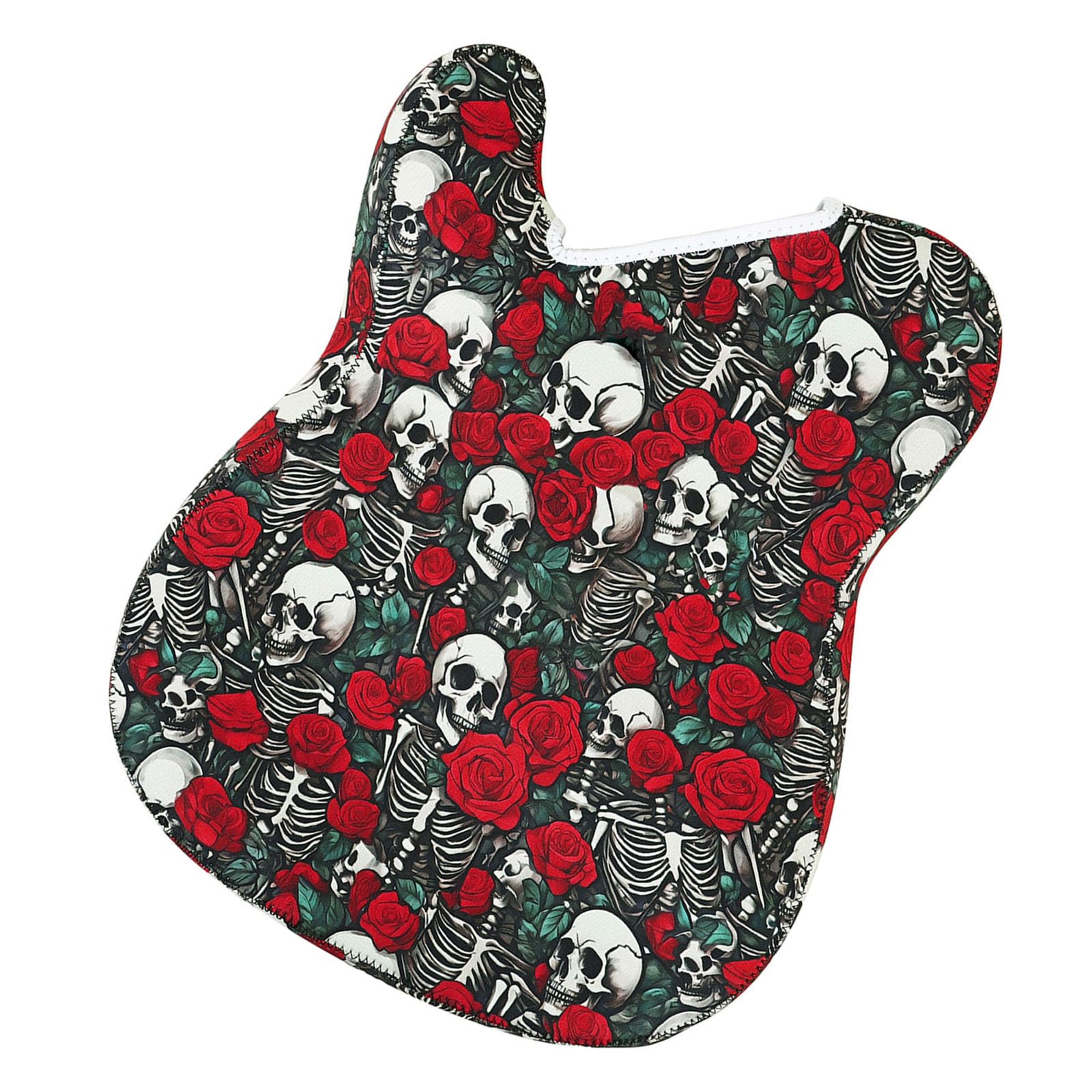 Zmywalna osłona na gitarę z nadrukiem pyłoszczelnym, różowa czaszka i kości krzyżowe.