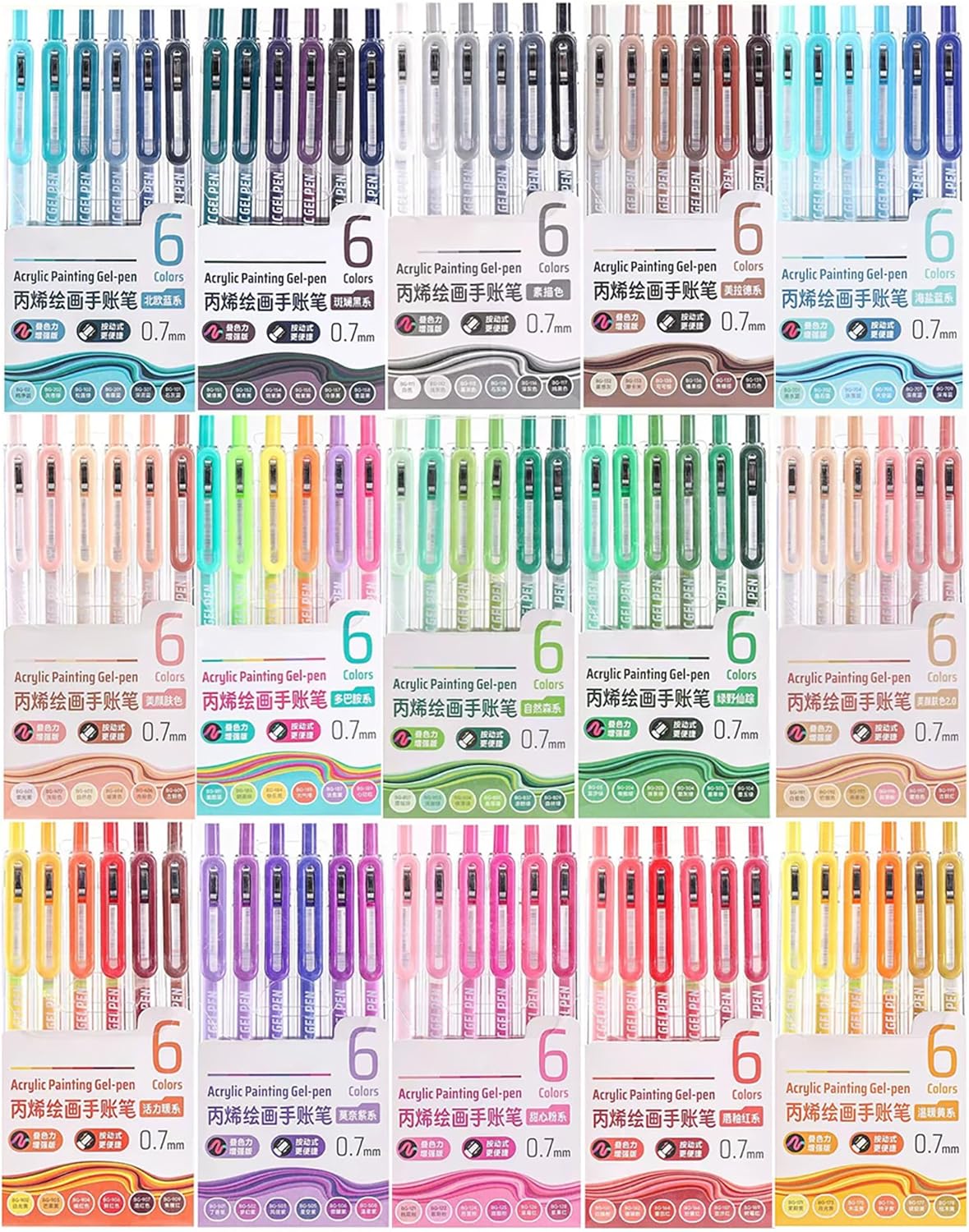 90 Color 0.7mm Fine Pointed Acrylic Gel Pens Coloring for Adult Painting, Writing, Marking, Quick Dry Gel Pen for Paper, Canvas, Rock, Glass, Student Stationery