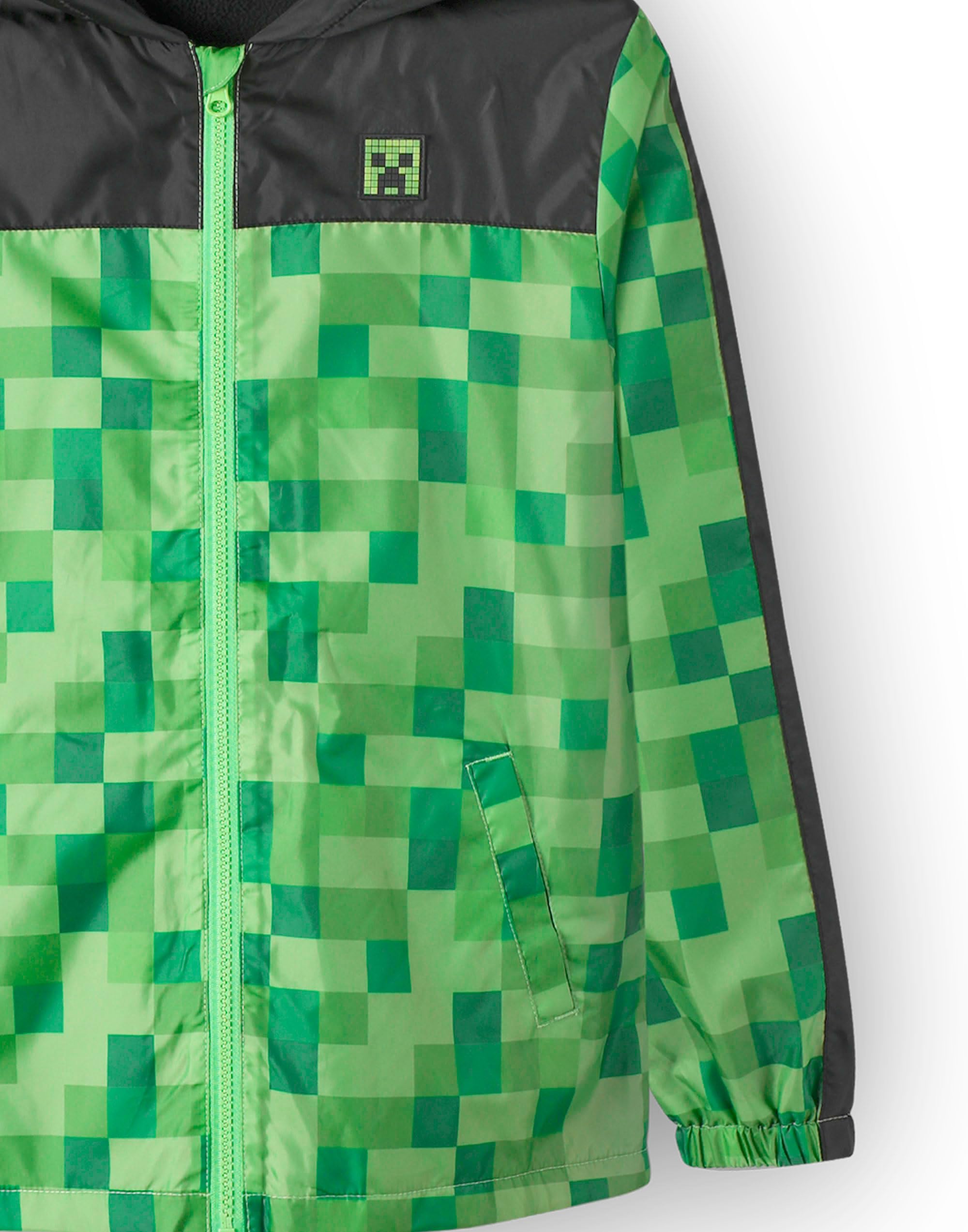 Minecraft garçons Creeper doublé polaire Raincoat Veste à capuche
