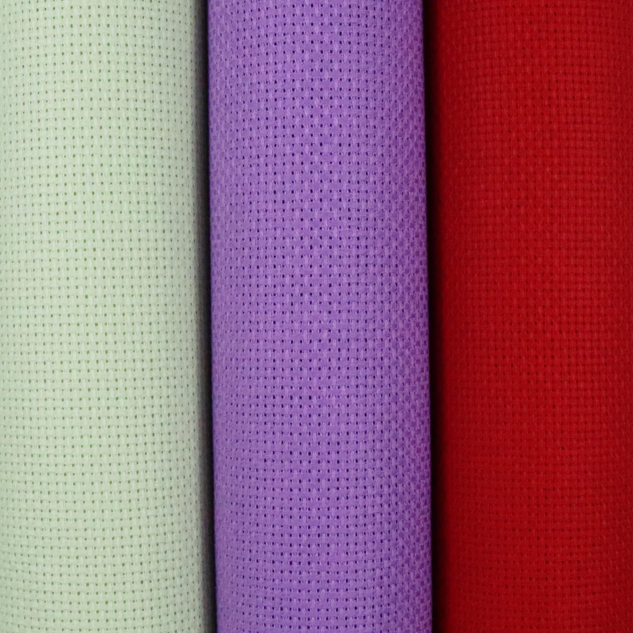 KCS 3 pc of 15" x 18"(38cmx45cm) Counted Cross Stitch Cotton Aida Cloth Needlework Rolled Fabric Box,14CT,Light Green+Lavender+Red