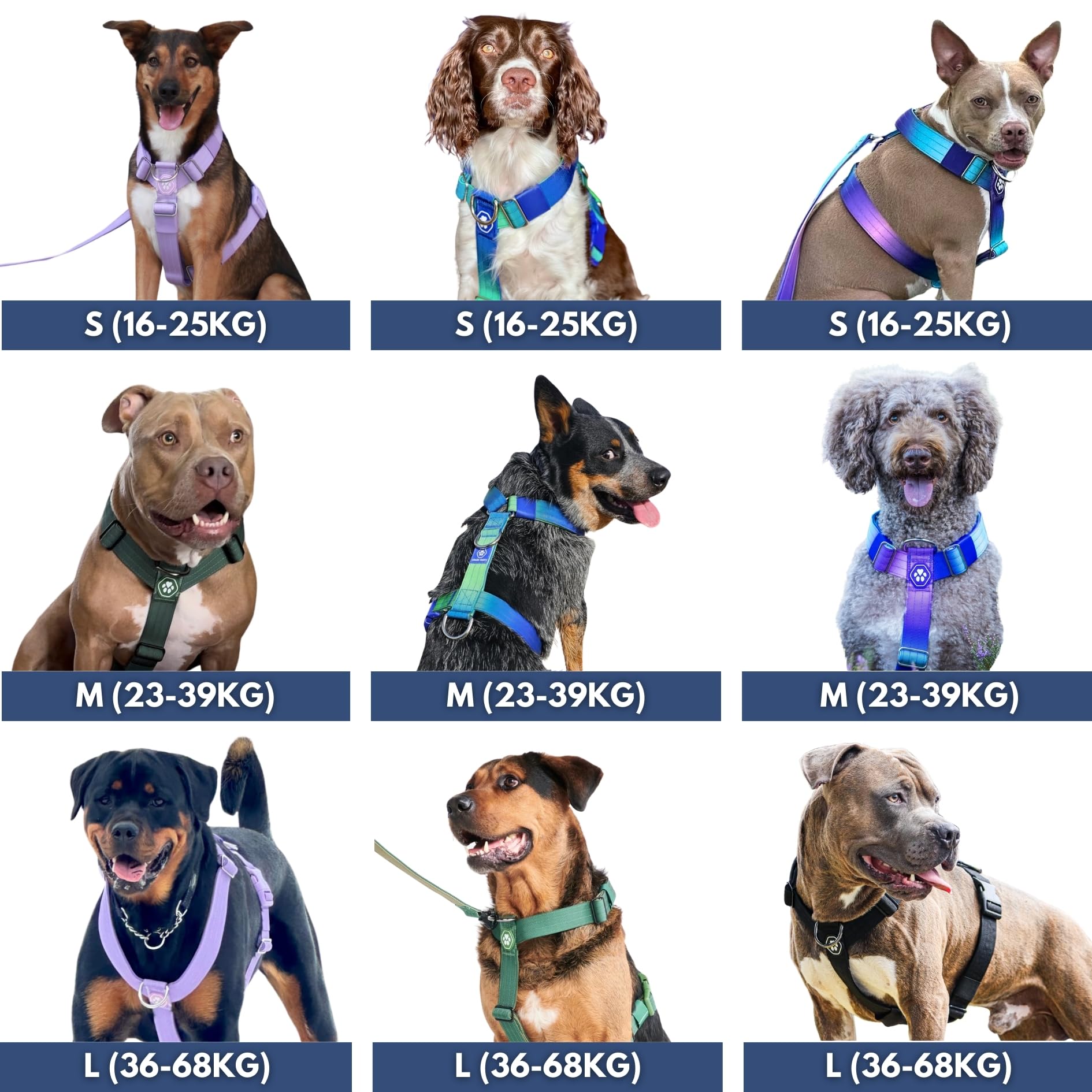 Spark Paws No Pull Hundegeschirr Grosse Hunde, Halterdesign mit Frontclip, Y Geschirr Hund, Robust und Strapazierfähig Harness für Große und Starke Rassen - Green, S