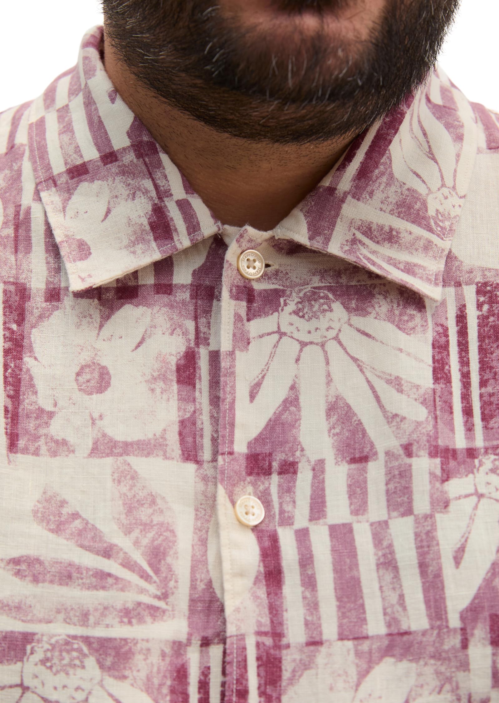 Marc OߴPolo Uomo Camicia in lino con collo bowling Big & Tall