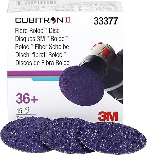 Miniatura 2 de 3M Cubitron II Roloc Disco de fibra 786C, 33377, 2 pulgadas (50 mm), 36+, 15 discos, para molienda, mezcla de soldadura, desbarbado, para automotriz