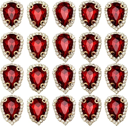 Miniatura 8 de 20 dijes de diamantes de imitación con parte trasera plana en forma de lágrima para coser con botones de cristal de cristal, adornos para joyas,