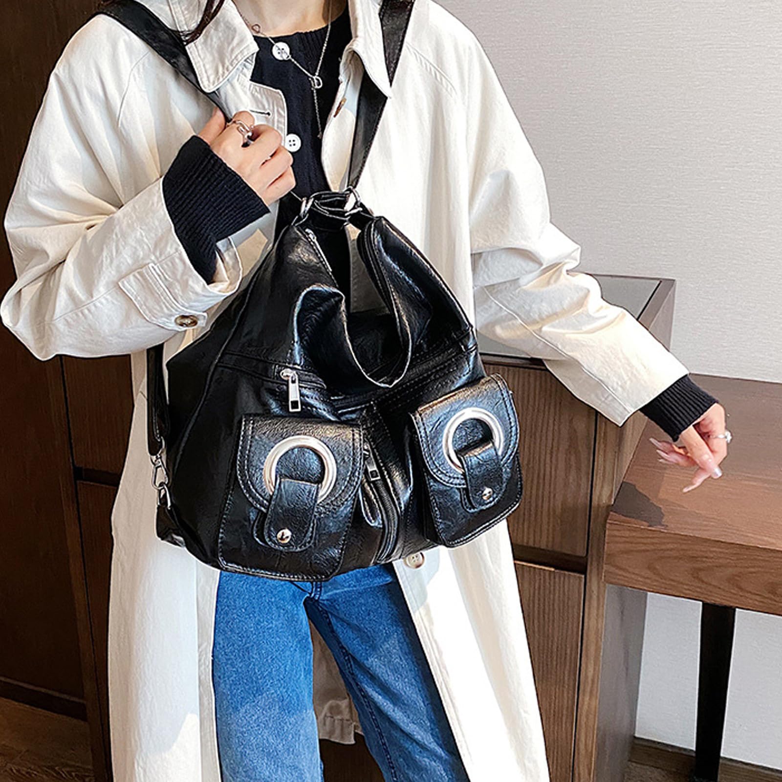 AINUOEY Donna Borse a Mano Borsa a Spalla Elegante Grandi Firmate Marca Tracolla Antifurto PU pelle 79303 1 pz