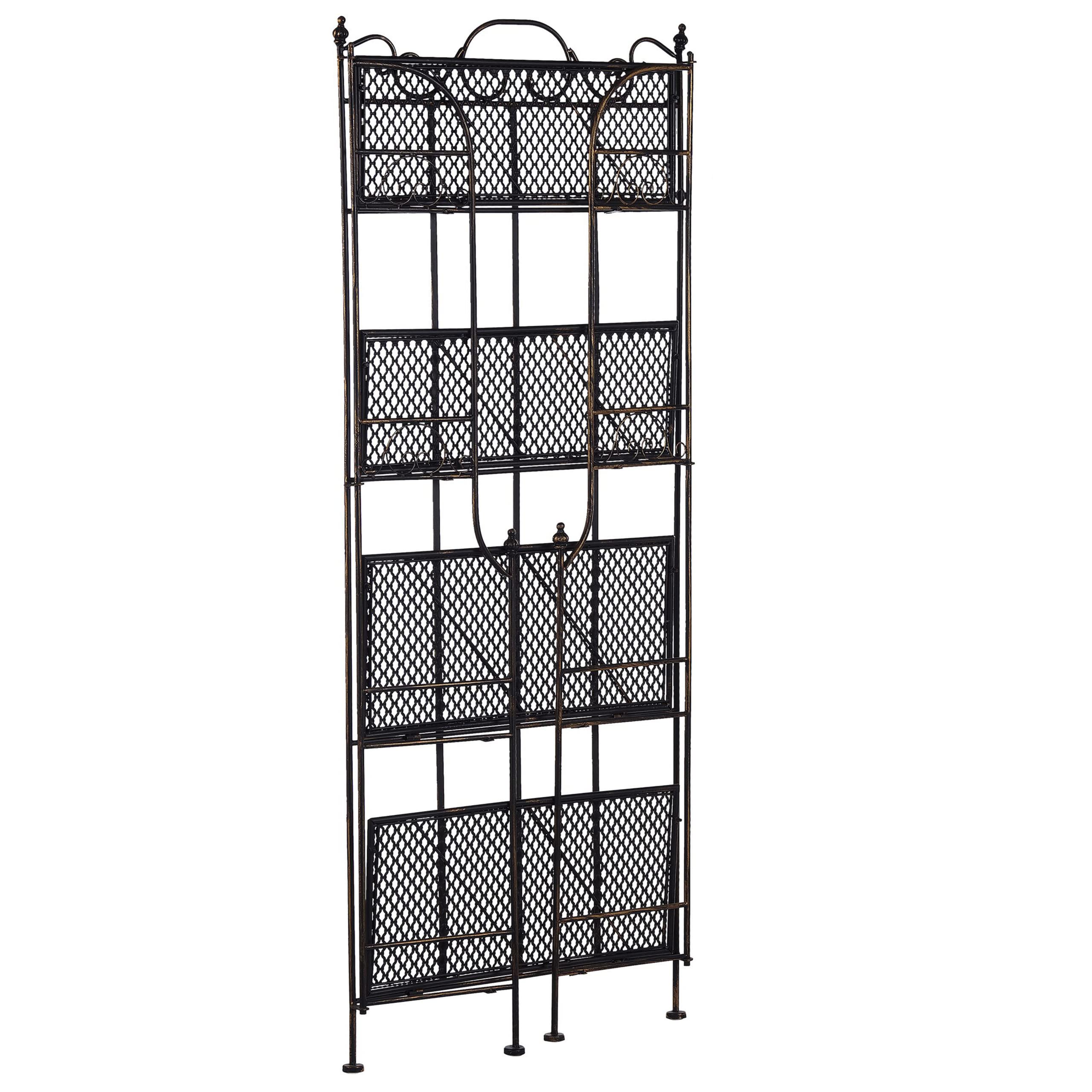 Beliani Gartenregal Metall schwarz/Gold Antik-Optik 4 Ablageflächen klappbar Isernia