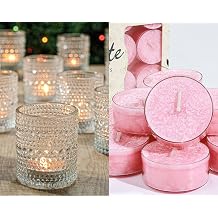 36 Pcs Clear Votive Candle Holders + 12pcs Tealights Candles