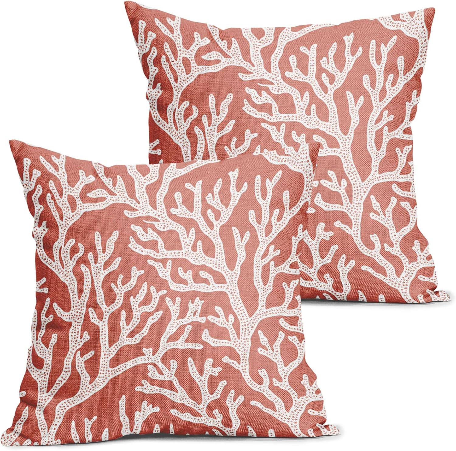 aportt Coastal Coral Tropical Pillow Covers 18X18 Inch Nautical Beach Sea Orange Decorative Pillow Cases Summer Ocean Throw Pillows Set of 2 Seasonal Farmhouse Home Decor for Sofa Couch
