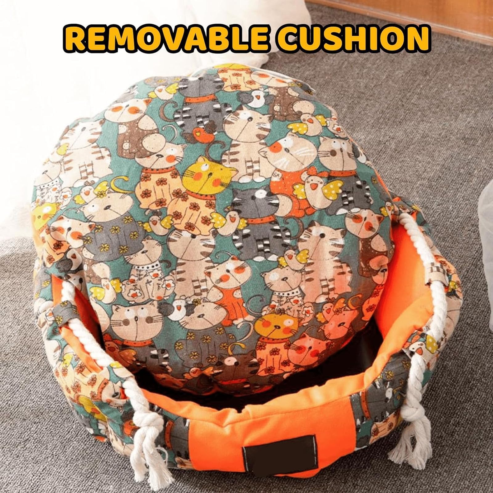 Lindo Sofá Cama para Mascotas, Estético, Suave, Redondo, con Forma De Donut para Gatos De Interior Y Perros Pequeños, Acogedor, Lavable, Antideslizante, Cálido, para Mayor Comodidad,Marrón,M