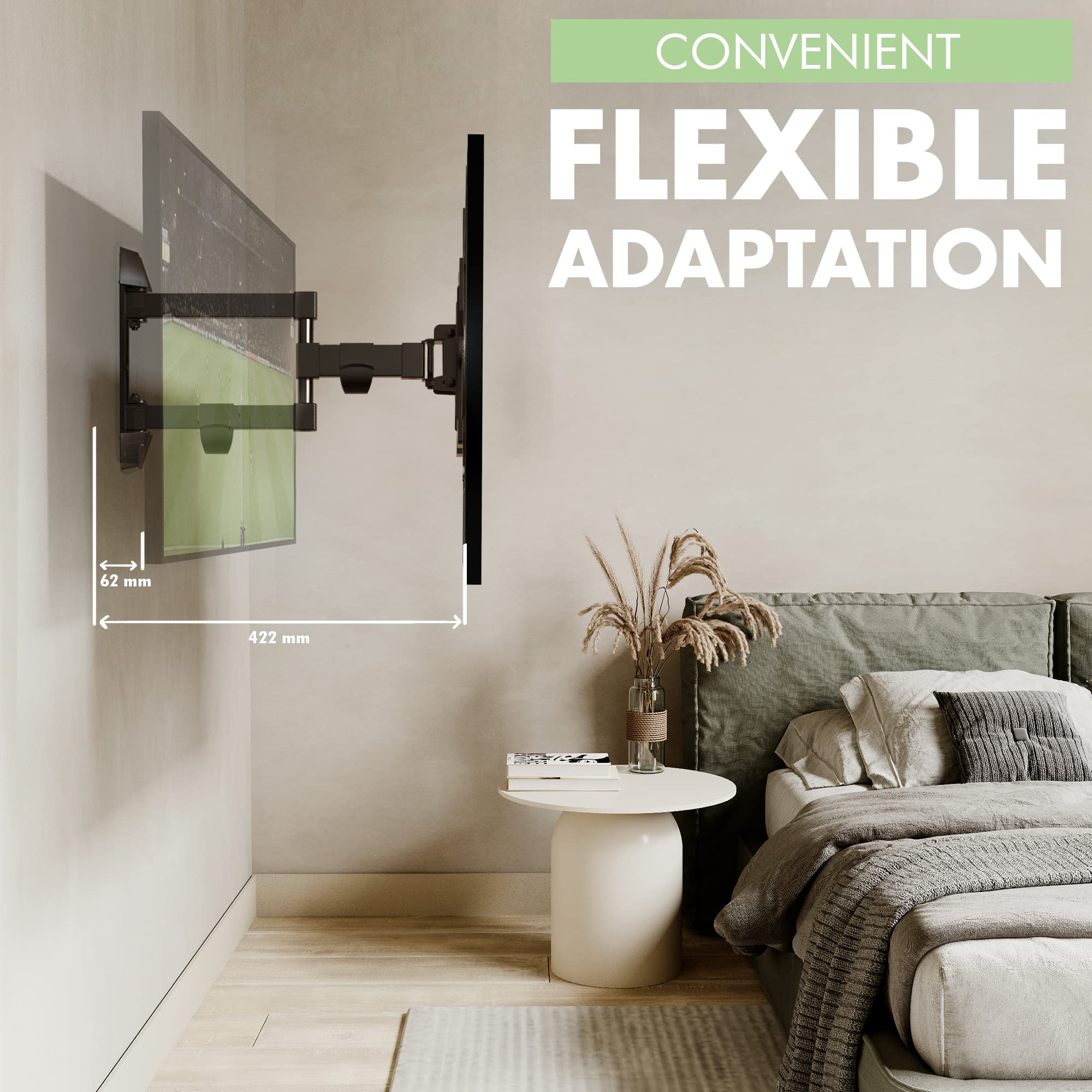 Staffa TV A Parete Regolabile - Per TV 23-60 Pollici, VESA Fino 400x400mm, Inclinazione E Orientamento Regolabile