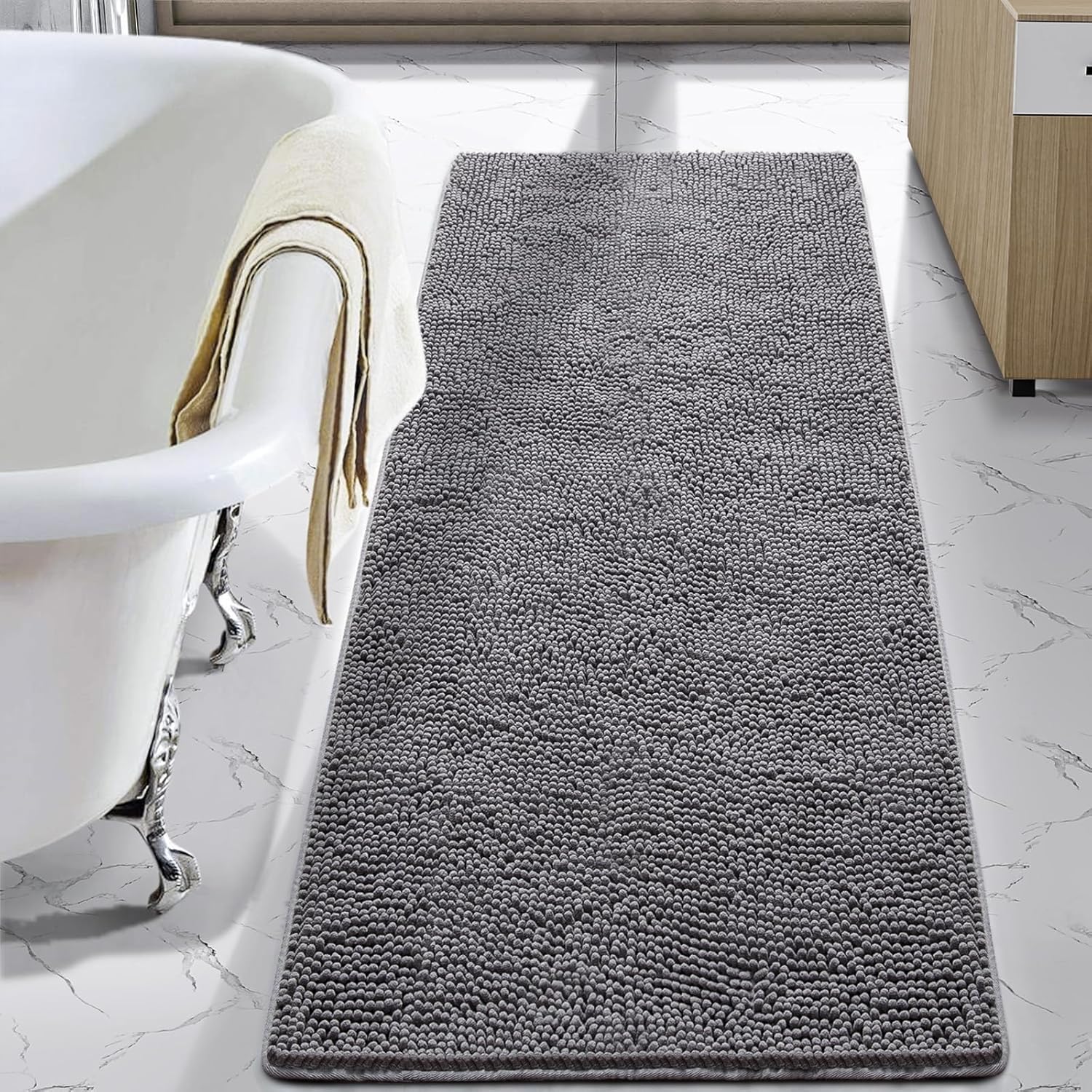 LOCHAS Luxury Bathroom Rug Shaggy Bath Mat Non Slip