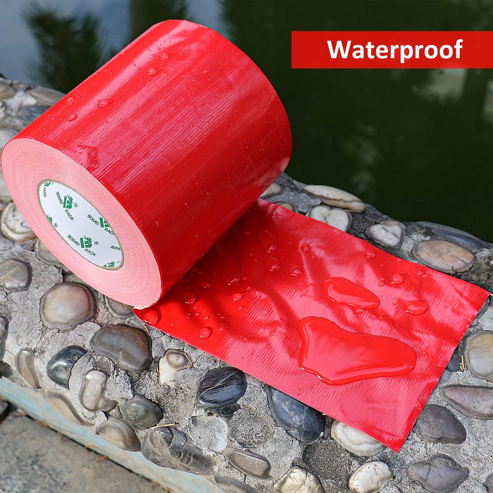 BOMEI PACK Cinta adhesiva de tela roja de 150 mm x 50 m, reforzada, resistente al agua, cinta adhesiva resistente para fijar reparaciones, cajas de etiquetado de manualidades, sellado y flejes para