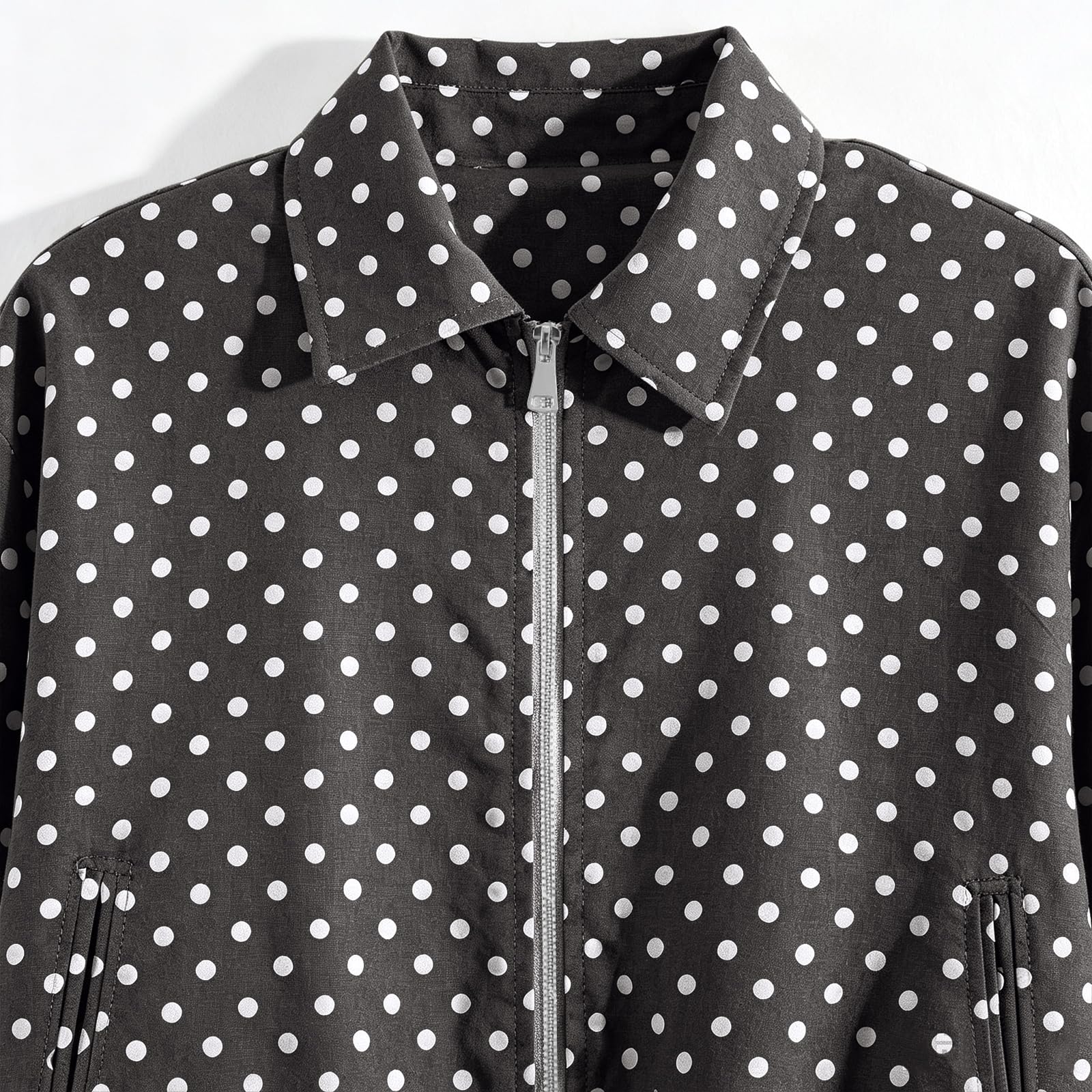 FUPODD Kurzmantel Damen Übergang Punkte Damen Jacke Winter Bomberjacke Kurz