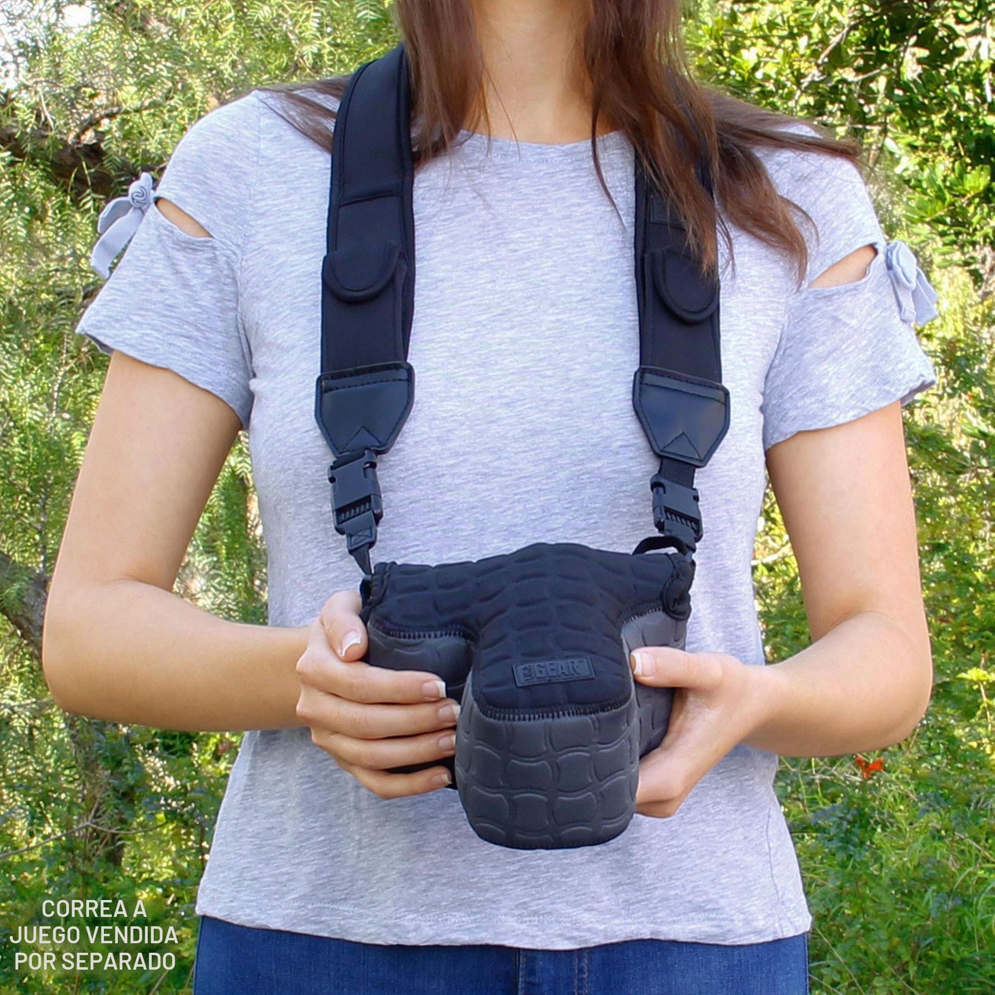 USA Gear Funda para Cámara SLR - Estuche Compacto Acolchado de Neopreno para DSLR con Bolsillo con Cierre para Accesorios y Trabilla para Cinturón