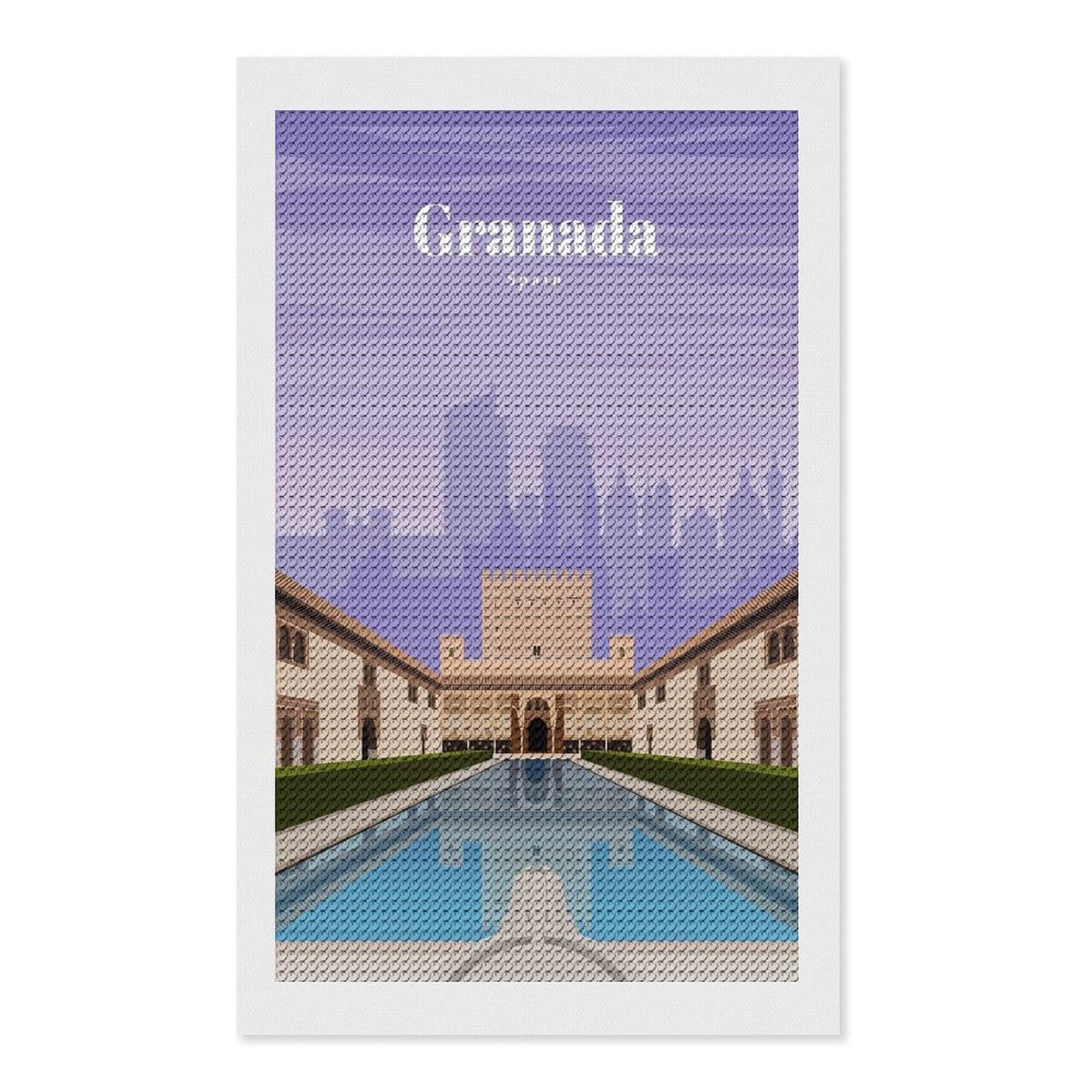 Junmoney Travel to Granada Diamond Art Canvas 12"x20", for Teens, Nice Detail and Sparkle, Farmhouse Decor, Festive Craft Gift, Easy to Enjoy