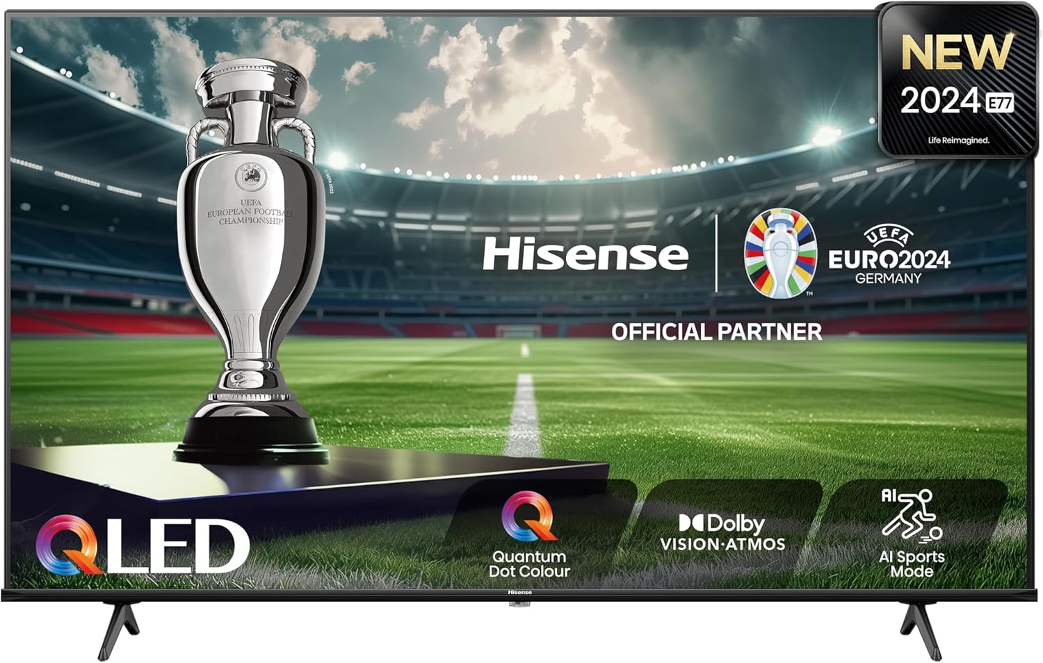Hisense 43 Inch 4K QLED Smart TV 43E77NQTUK – Quantum Dot Colour, 4K AI Processor, Dolby Vision Atmos, Smooth Motion, Sports Mode, Vidaa OS with Freely, Youtube, Netflix and Disney+ (2024 Model)