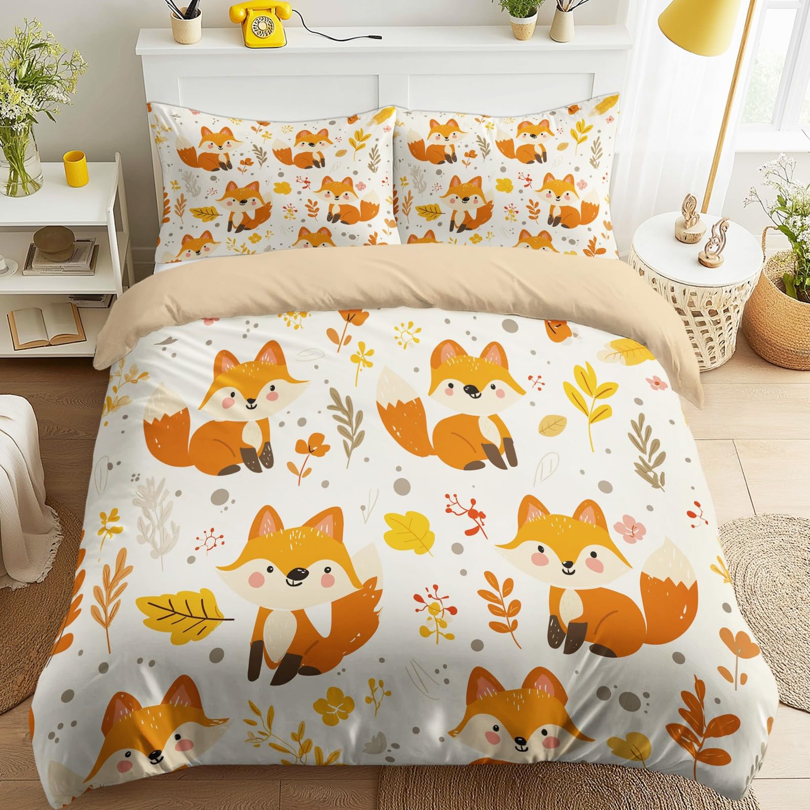 Parure de lit renard mignon en microfibre pour des nuits sereines