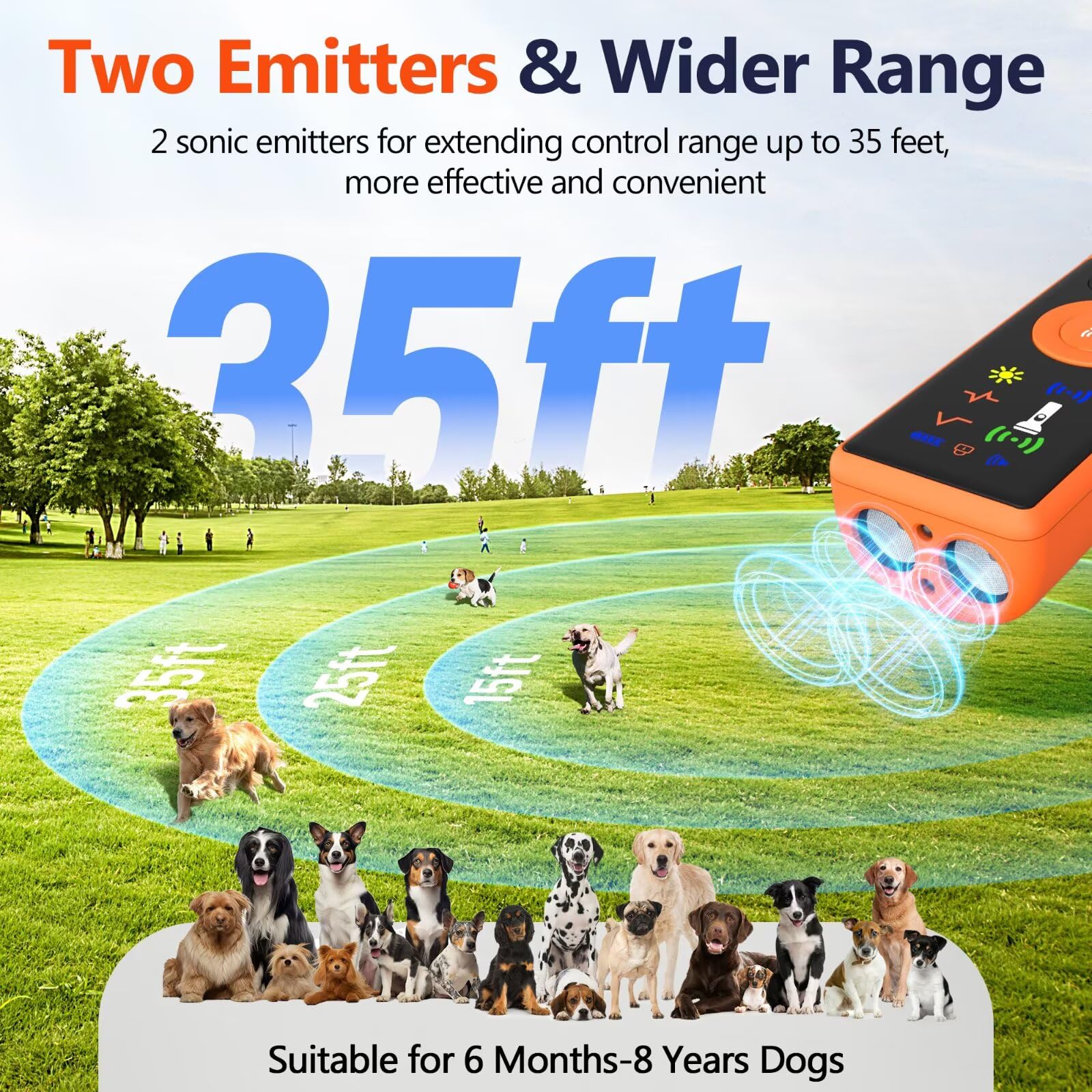 Dispositivo ultrasónico disuasorio de ladridos de perro, dispositivo de control antiladridos con pantalla LED y 3 modos, dispositivos de entrenamiento de perros para corregir malos