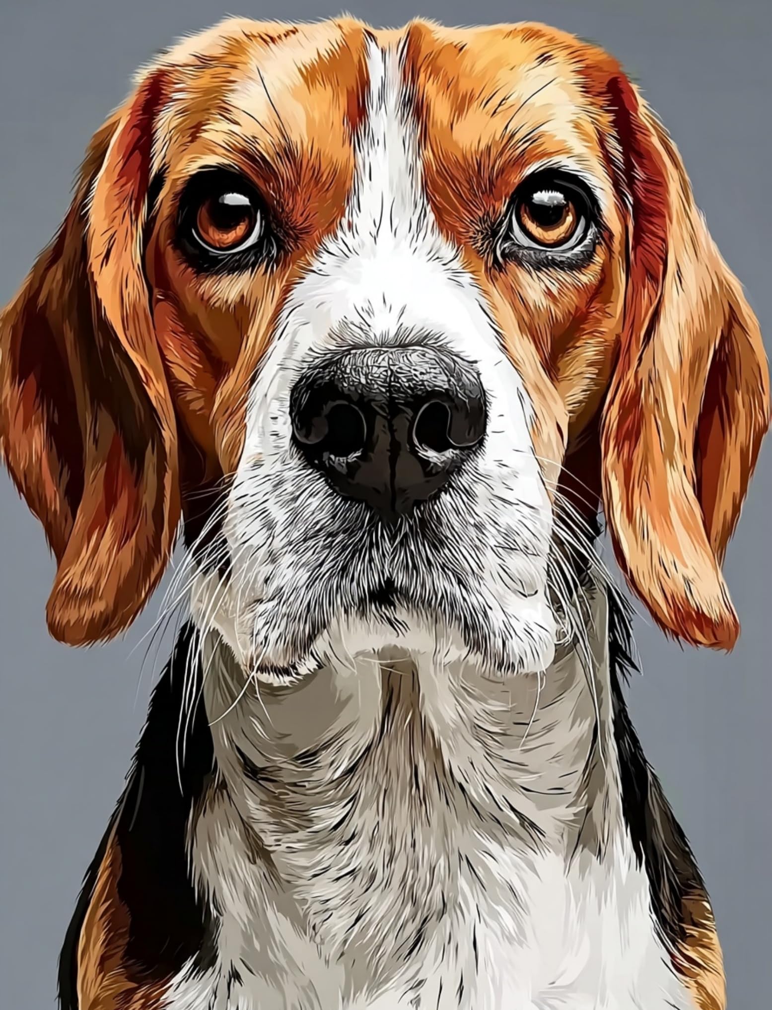 WANGWANGMIAO Paint by Number for Adults,Beagle Painting by Numbers DIY Canvas Crafts Kits for Relax and De-Stress Home Decoration Gift 16x20inch，with Frame