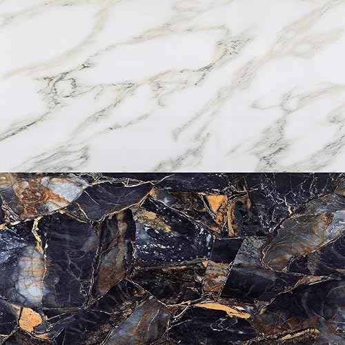 Papel tapiz de mármol de 16 x 118 pulgadas (paquete de 2), papel de contacto de granito, impermeable, extraíble para encimeras de cocina y dormitorio