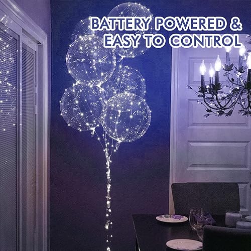 Miniatura 2 de Bexdir Paquete de 12 luces de hadas azules, luces de hadas brillantes que funcionan con pilas, 20 luces LED impermeables de 7 pies, luces de luna