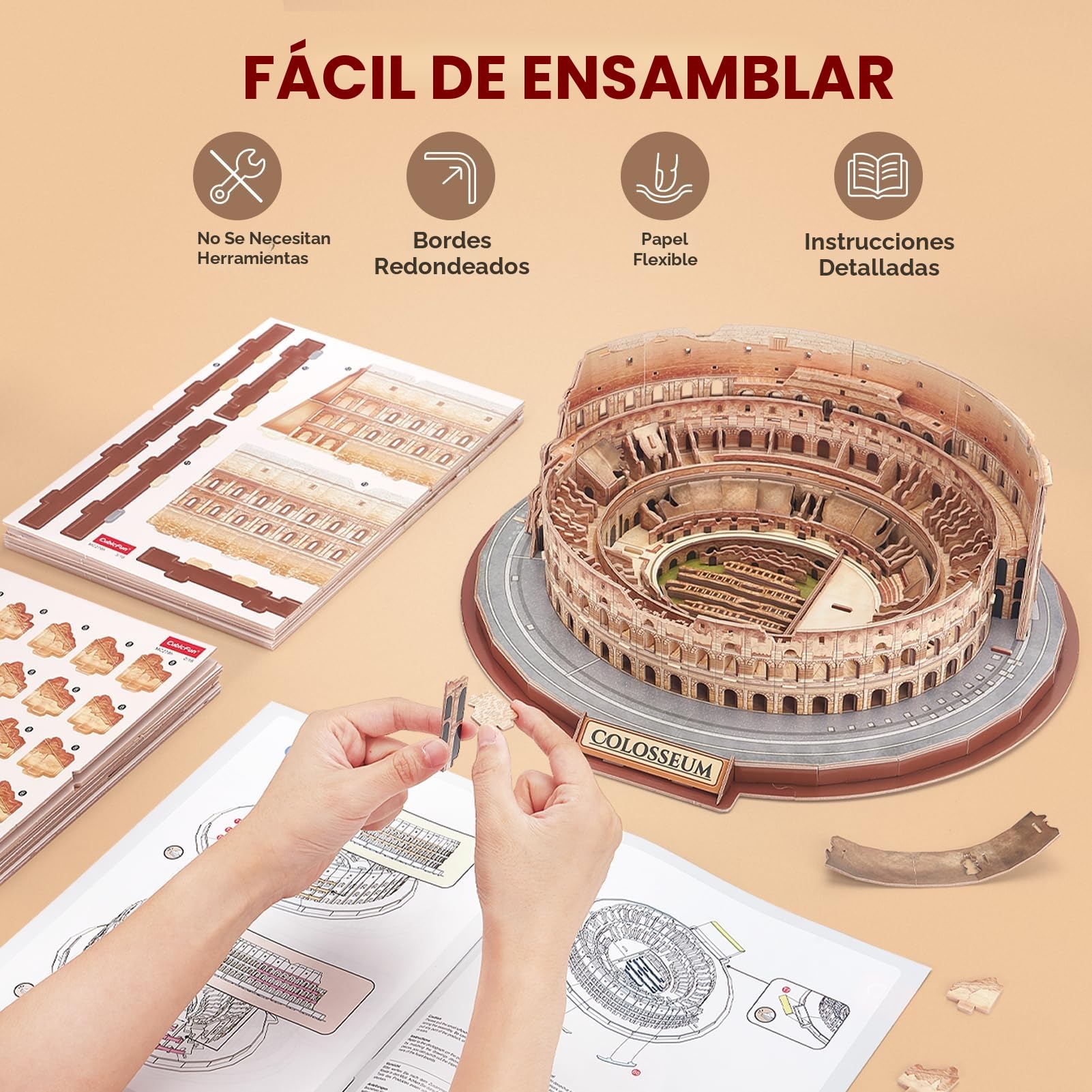 CubicFun Puzzle 3D Coliseo Roma - Italia Maquetas de Edificio Kits de Construcción Souvenir Regalo para Adultos Niños, 163 Piezas