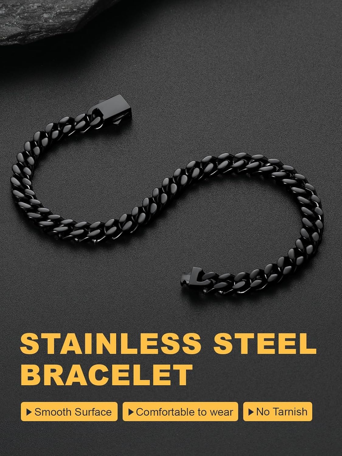 U7 Cuban Link Bracelets for Men Stainless Steel Wrist Bracelet Silver Black Gold Cuban Hand Chain Bracelet for Mens Women, 5/7/9/12mm Width, 7.5/8.3/9 Inch Length Classic Jewelry with Box Packed - Image 5