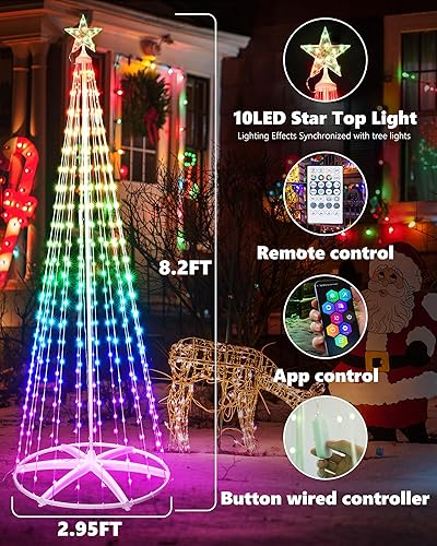 Miniatura 3 de Joomer Luces de estrella para árbol de Navidad, 8.2 pies, 406 LED, cambio de color, luces de Navidad con temporizador remoto, sincronización de