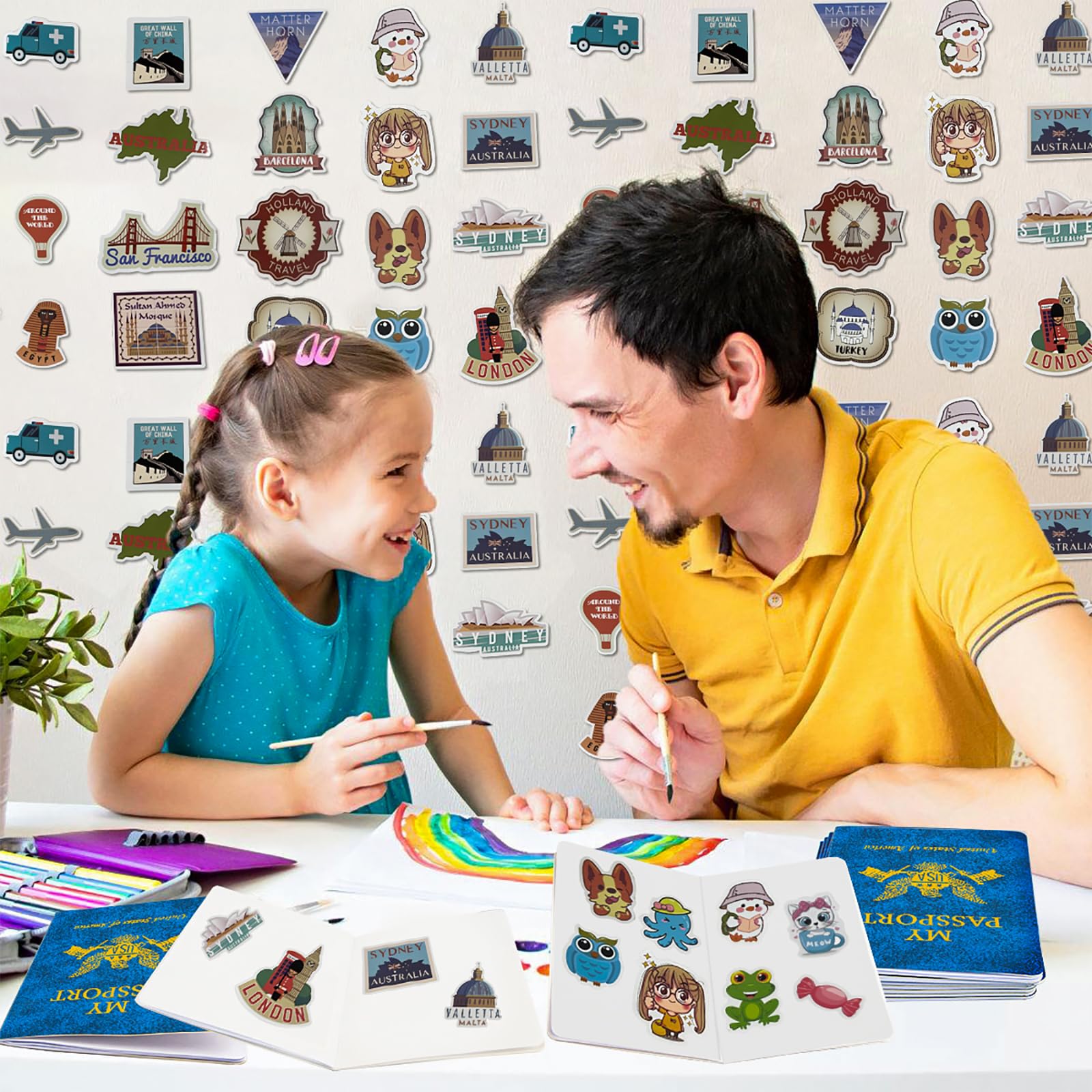 30 cuadernos de pasaportes en blanco para diario de viaje, sellos de pasaporte para niños, pasaporte falso para fiesta temática escolar, viajes mundiales, actividades de simulación, recuerdos de