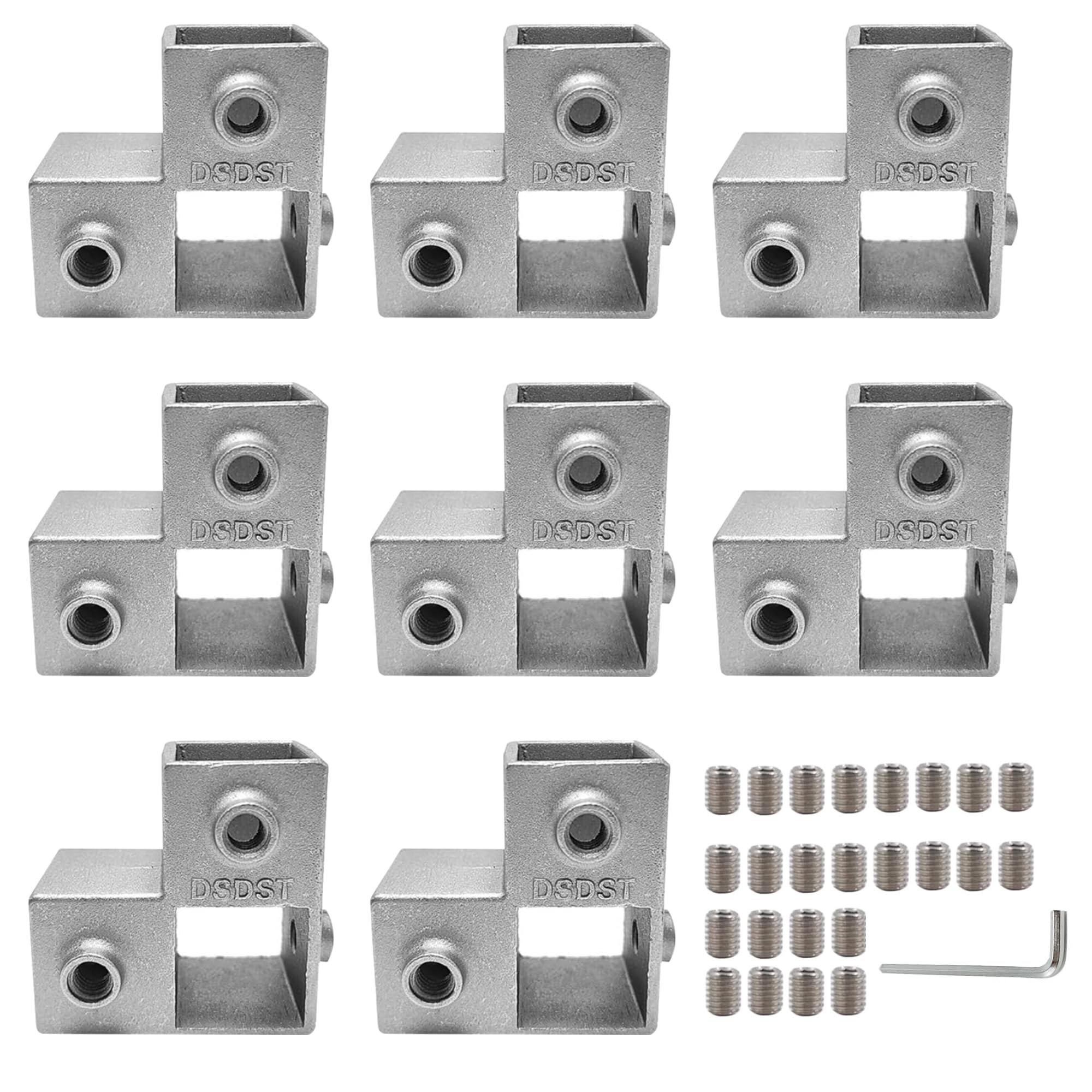 Connecteur tube carré 25mm Lot de 8 raccords en L à 4 voies en aluminium avec vis
