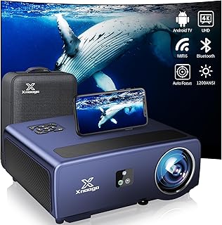 [Auto Focus 4K Projector with Android OS] Outdoor Projector 4K with WiFi6 & Bluetooth,XNoogo 1300ANSI 500" Movie Projector 4k+ Support Auto Keystone,Zoom,Dolby,Home Theater Projector Bulit-in Netflix
