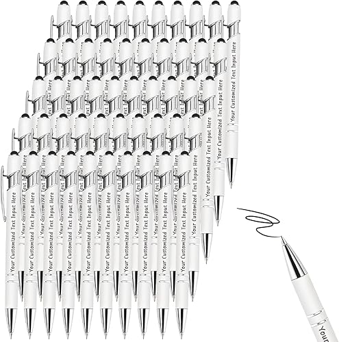 Hasta 100 bolígrafos personalizados, grabados a granel, con logotipo, tinta negra suave, con tacto de metal, regalo de oficina para aniversarios,