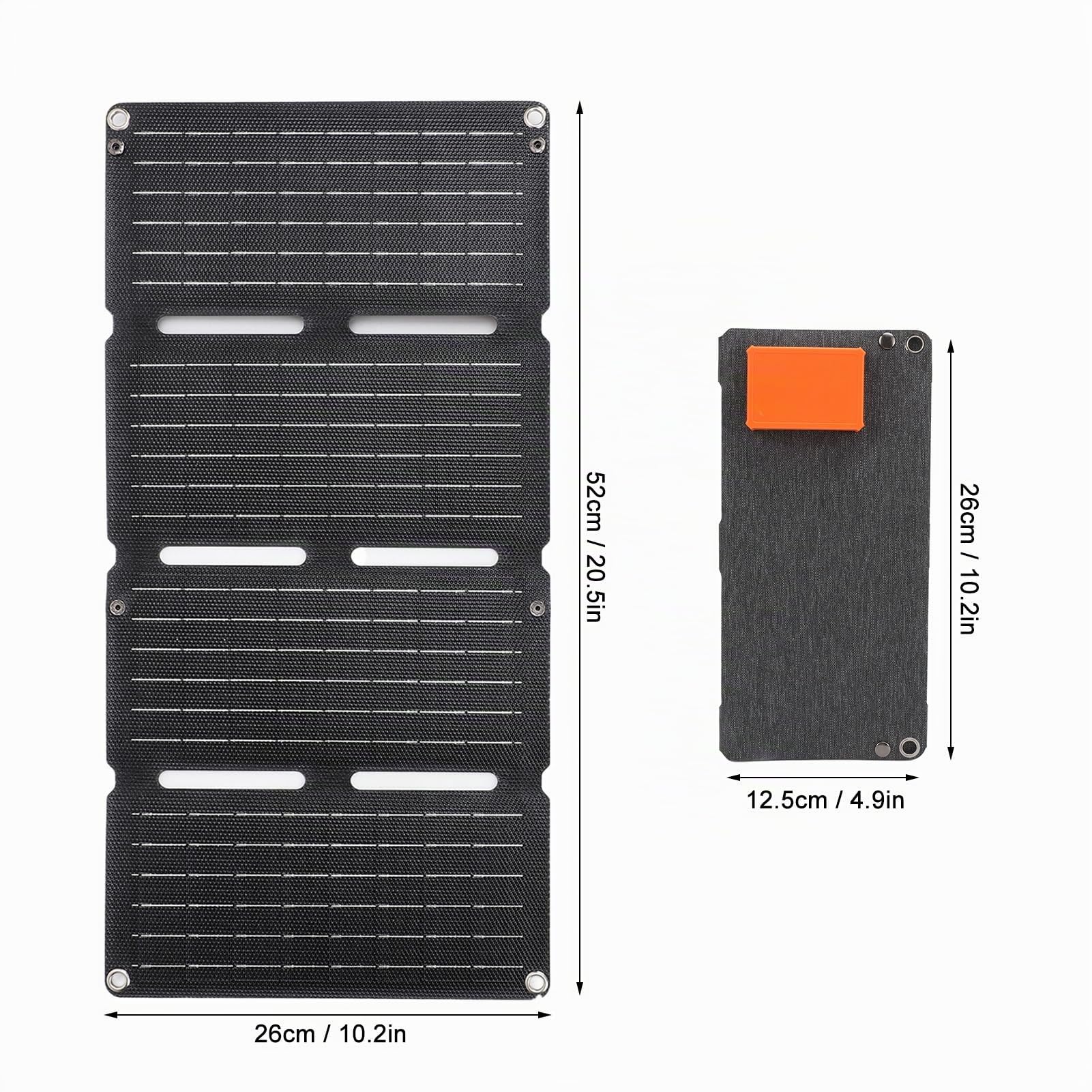 Chargeur de Panneau Solaire 80W, Puissance de Sauvegarde Solaire Portable Pliable avec Double Sortie USB pour Téléphones, Comprimés - Preuve D'eau pour le Camping, Randonnée,