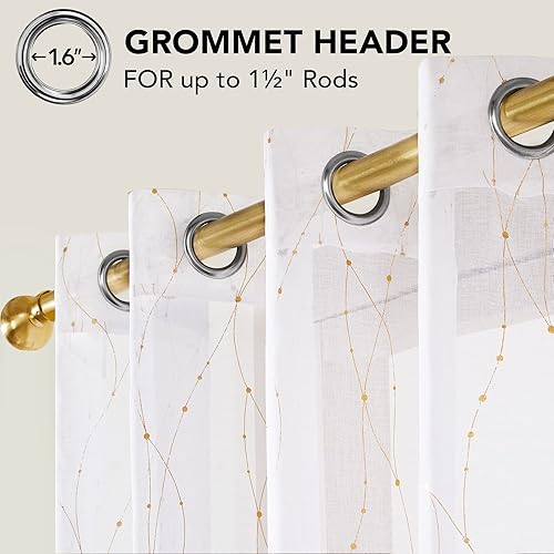 Miniatura 3 de Cortinas Deconovo finas con vuelo y diseño de estampado de líneas onduladas y motas plateadas, con aspecto a lino, con ojales en la parte de arriba,