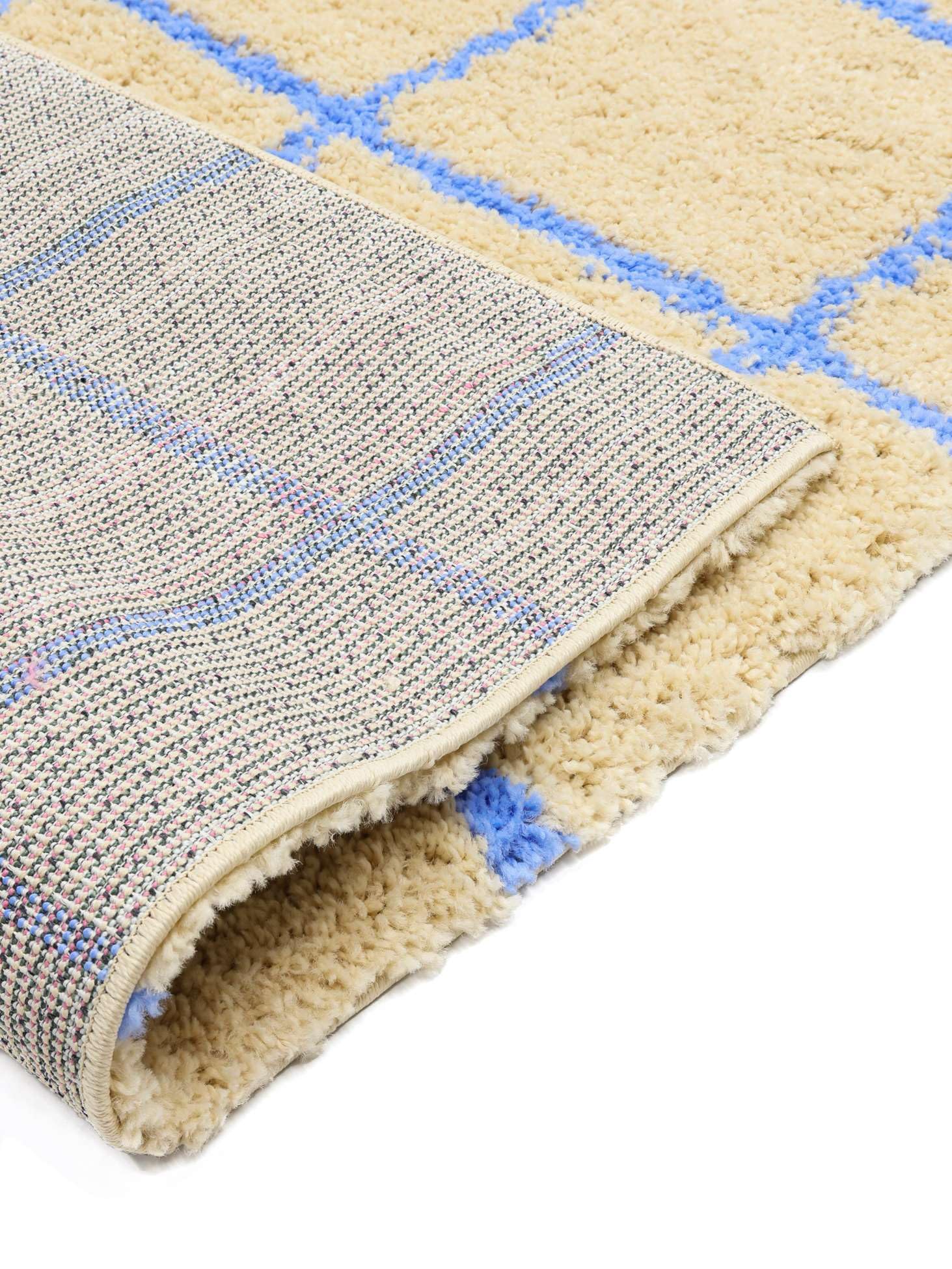RugVista Grid Tapis, 100 x 160 cm, Beige/Bleu