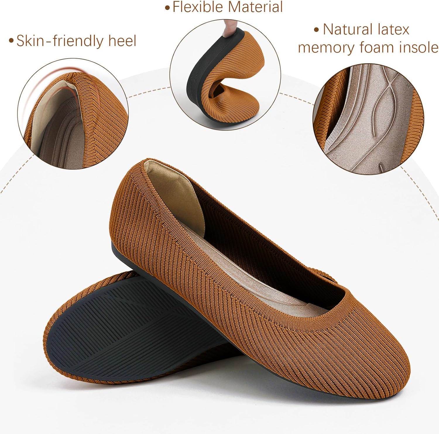 Women's Flats Shoes Round Toe Ballet Knit Comfortable Dressy Flat