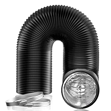 Hon&Guan 6 inch Air Duct - 16 FT Long, Black Flexible Ducting HVAC Ventilation Air Hose for Grow Tents, Dryer Rooms,Kitchen
