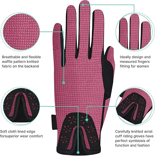 Miniatura 21 de Thapower Guantes de equitación para mujer, guantes de equitación de invierno, guantes de equitación para mujer, jóvenes, niñas, para exteriores
