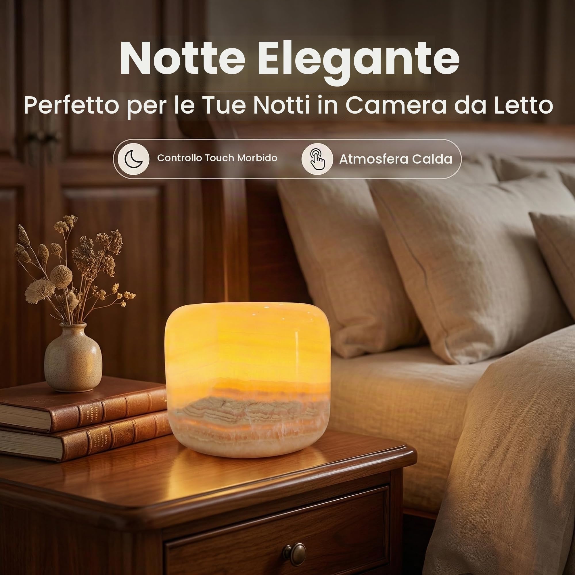 Marmor Lampada da Tavolo in Marmo LED,Abat Jour da Comodino,Lampada da Scrivania Senza Fili,Luce Notturna-Regalo Fidanzata