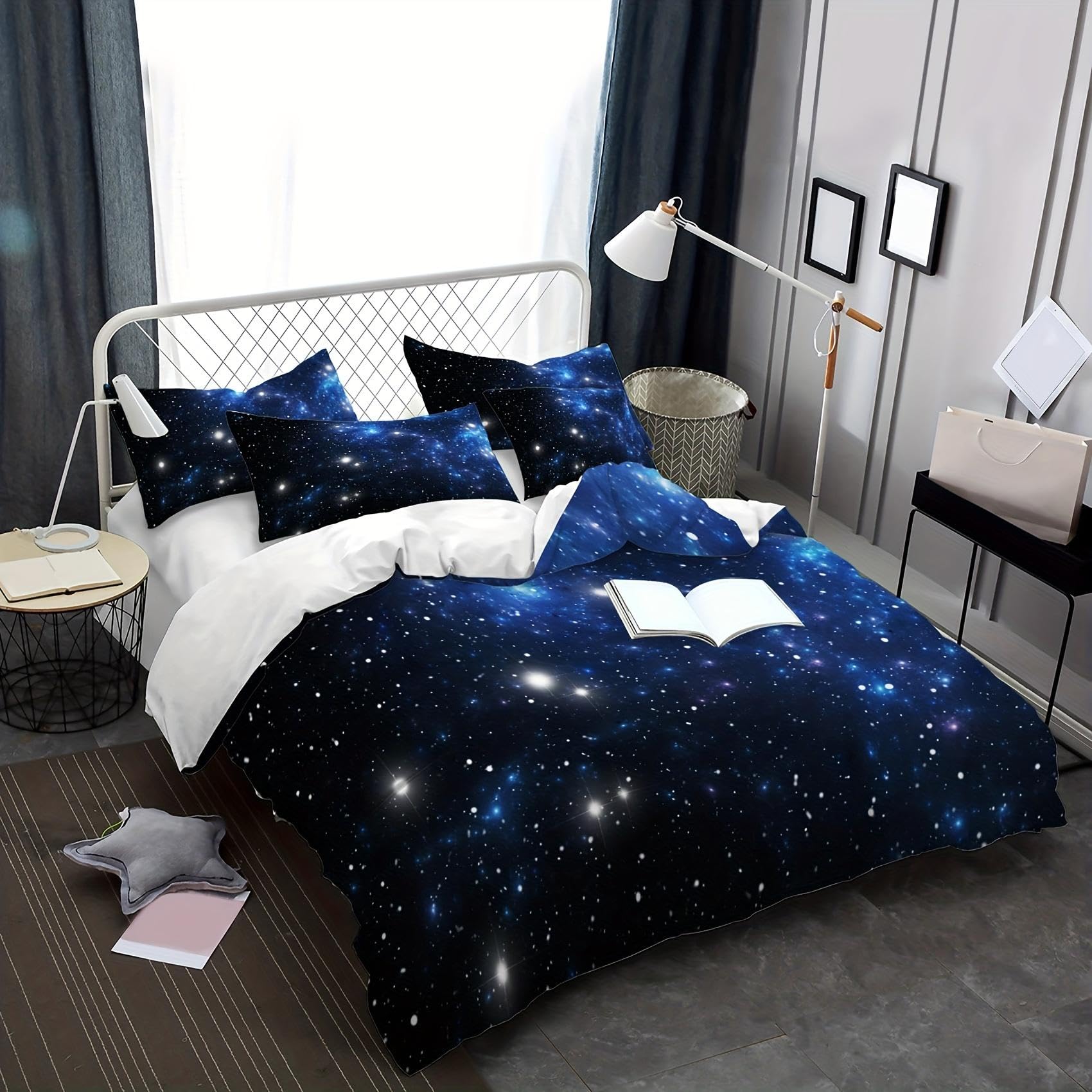 Ensemble de literie en microfibre ultra douce 220x220cm à motif galaxie