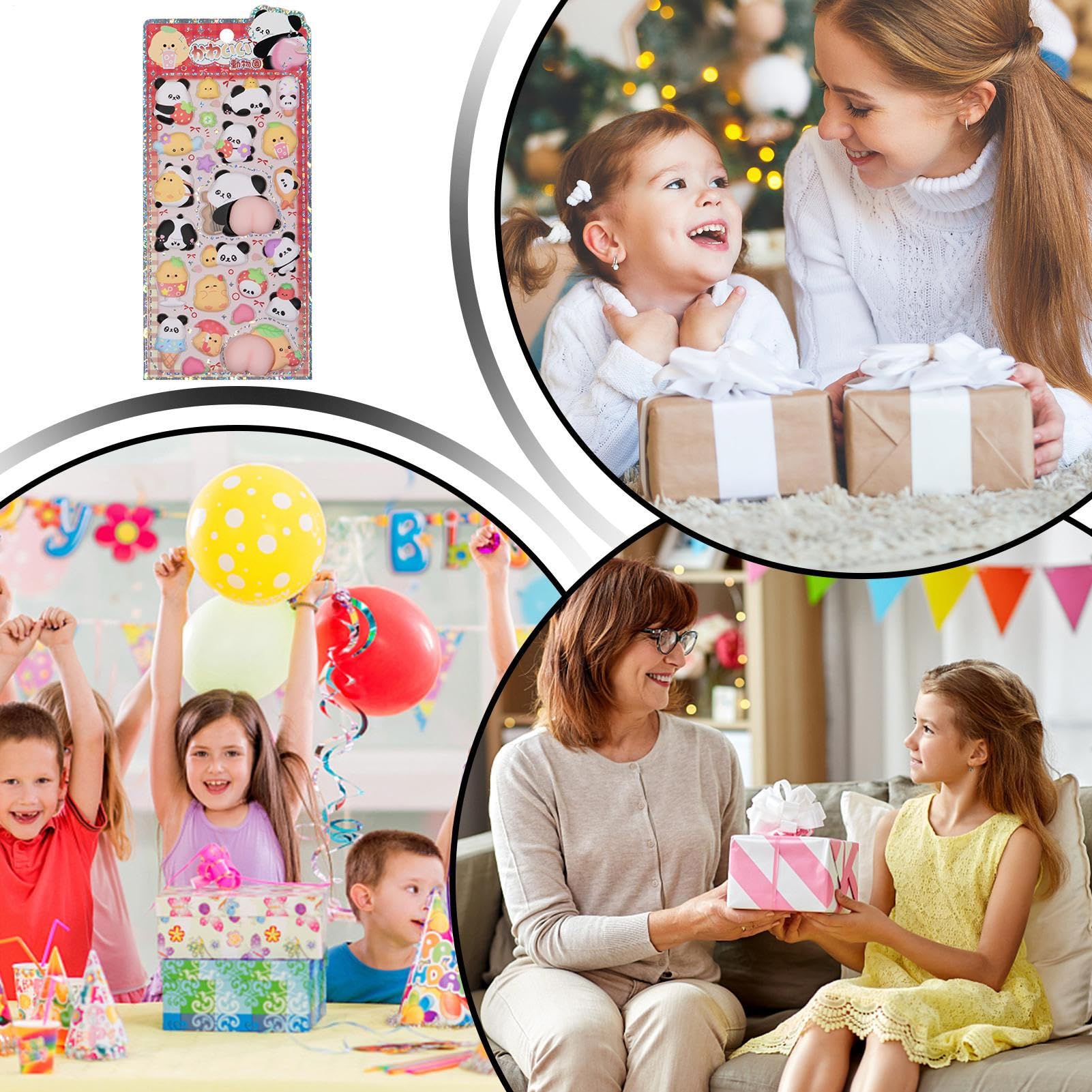 Adesivi 3D per Bambini Panda - Decalcomanie Animali per Quaderni, Custodia Telefono, Scrapbooking