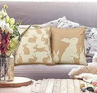 Vista 6 de BOAO 4 fundas de almohada de lino de Pascua de 18 x 18 pulgadas, funda de cojín de conejo, decoración de granja, funda de cojín para decoración