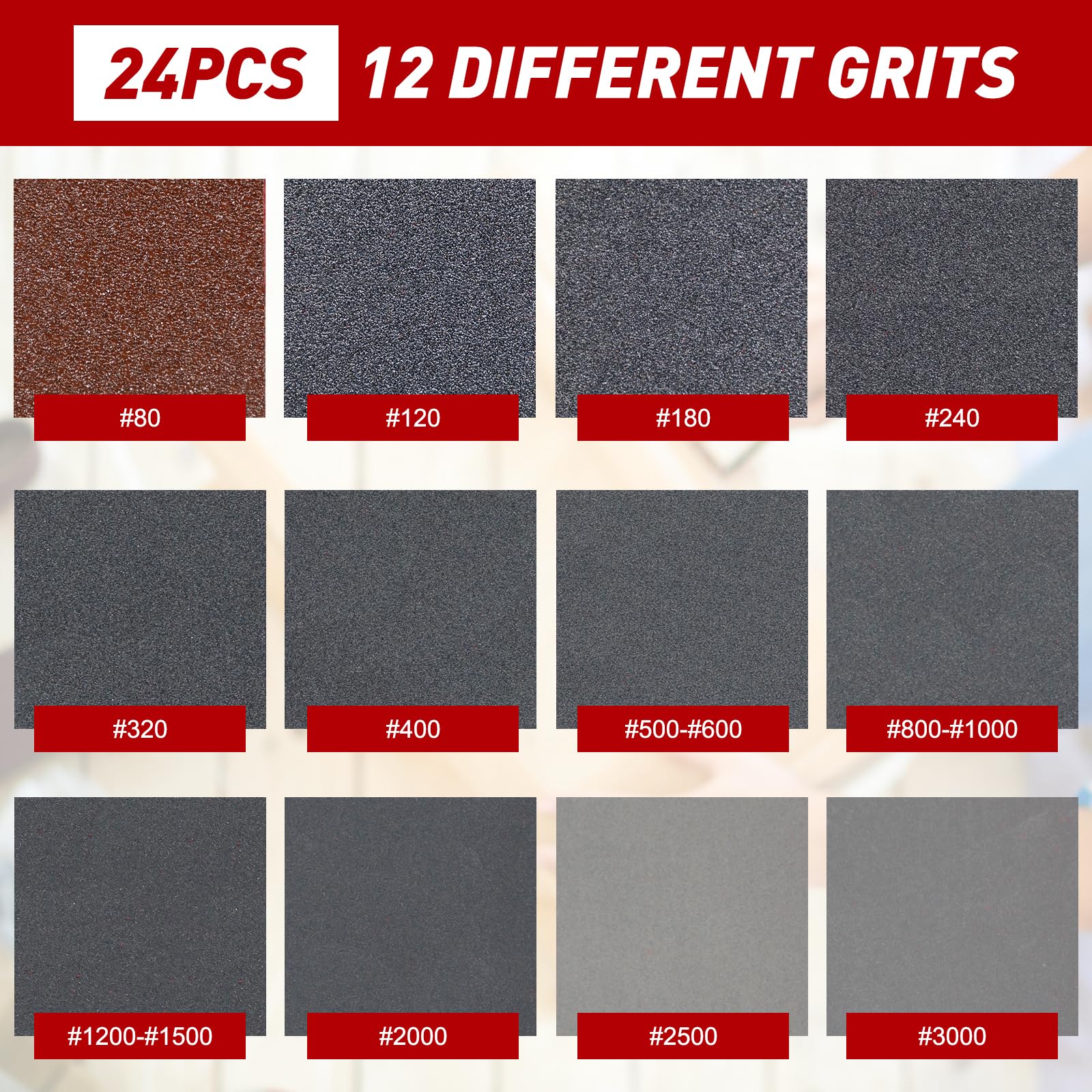 24 Pcs Sanding Sponge Set, 400 Grit Sanding Pads, Flexible Sandpaper Block Coarse and Fine - Image 3