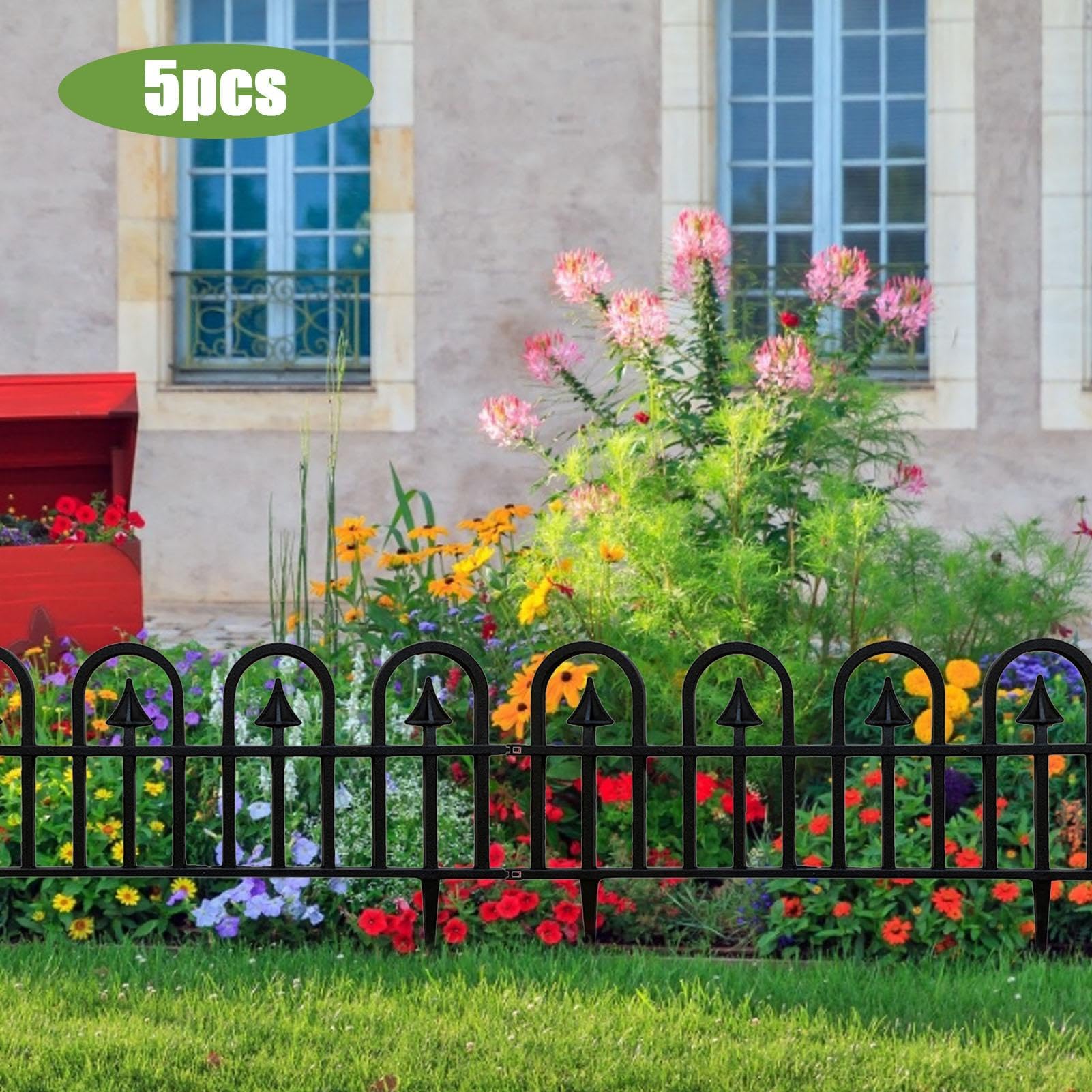 Recinzione per bordi da giardino | Pannelli decorativi per recinzioni 5 pezzi - Recinzione per bordi per aiuole, recinzioni esterne, pannelli decorativi, resistenti agli int