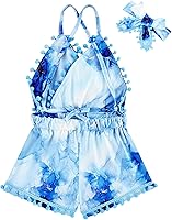 Vista 2 de UNICOMIDEA 6M-3T Traje sin espalda para bebé niña traje mameluco con diadema