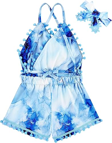 Miniatura 2 de UNICOMIDEA 6M-3T Traje sin espalda para bebé niña traje mameluco con diadema